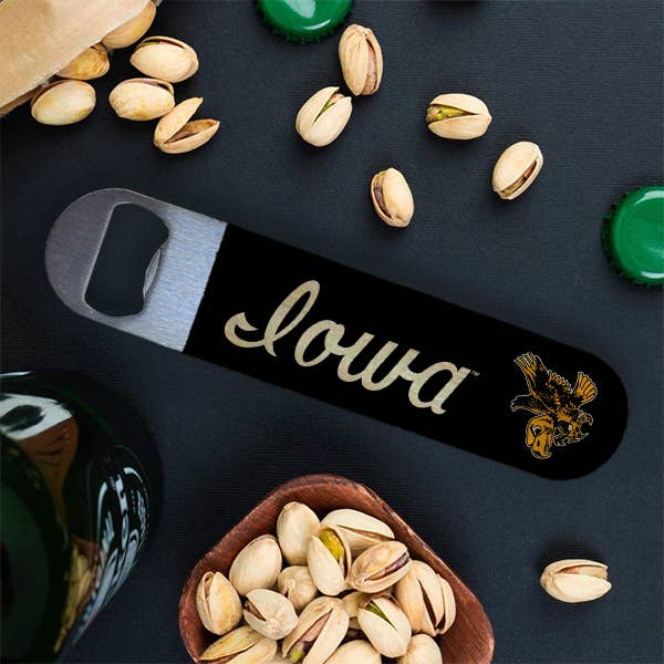 Vintage Script University Of Iowa Opener: 7 x 1.5 x .25