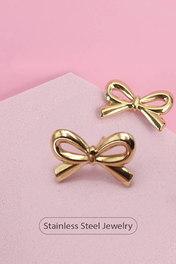 18K  BOW STUD EARRINGS