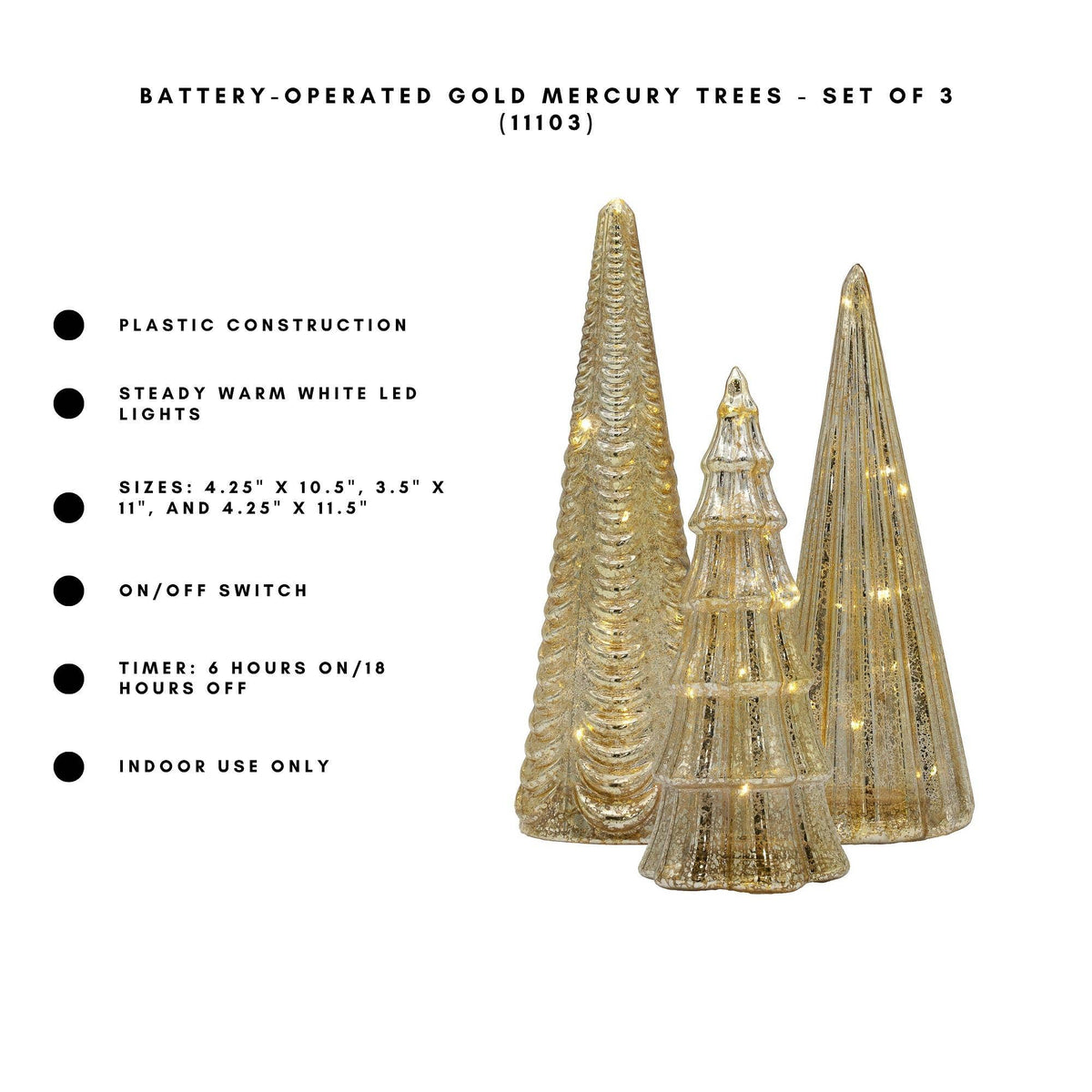 Battery-Operated Gold Mercury Tree