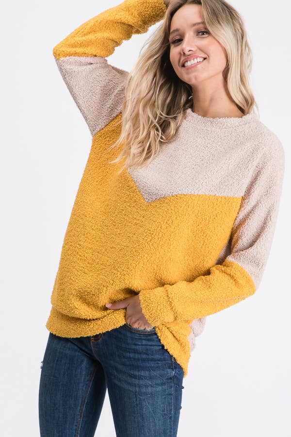 Soft Cozy Textured Color Block Sweater