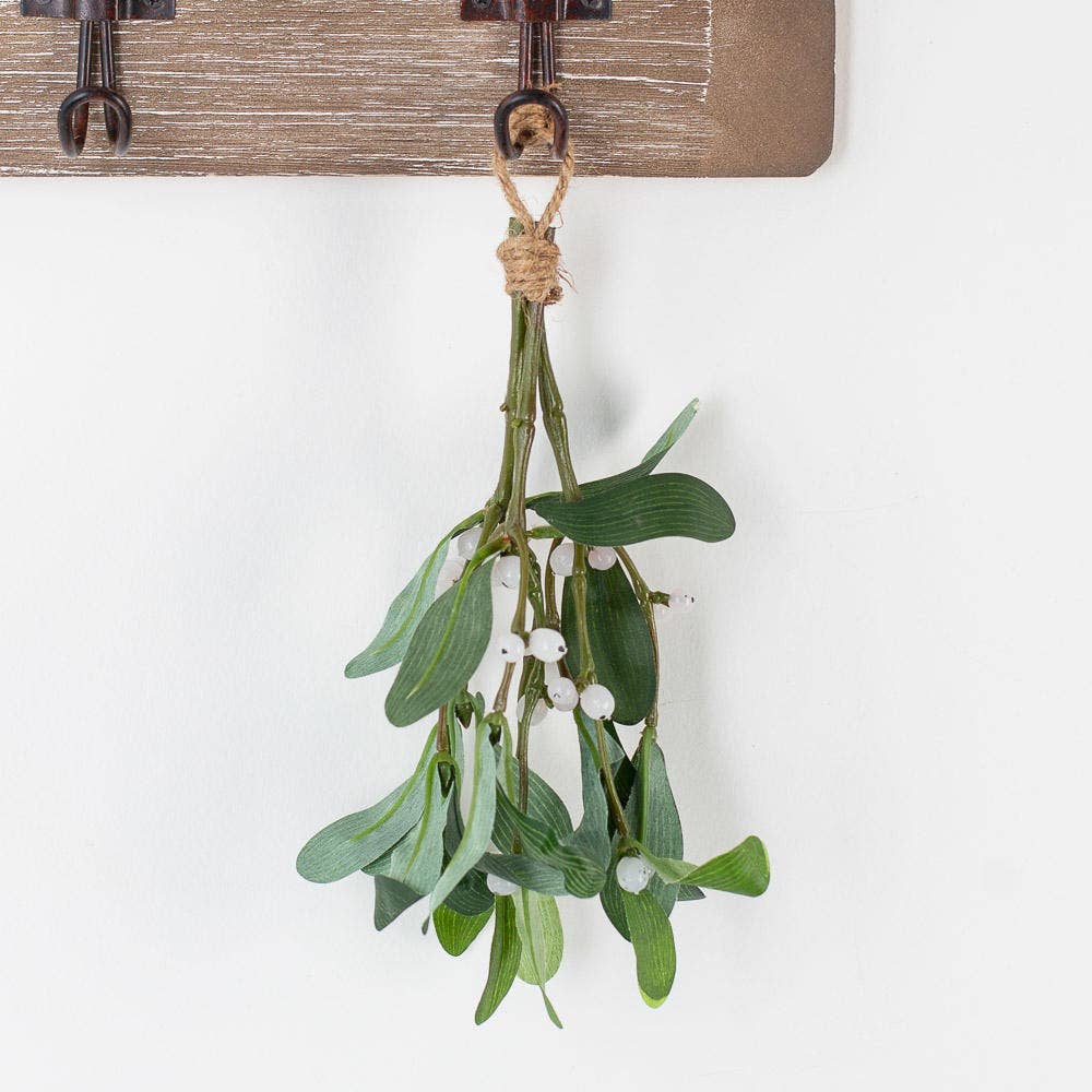 8" Hanging Artificial Mistletoe with Jute Hanger
