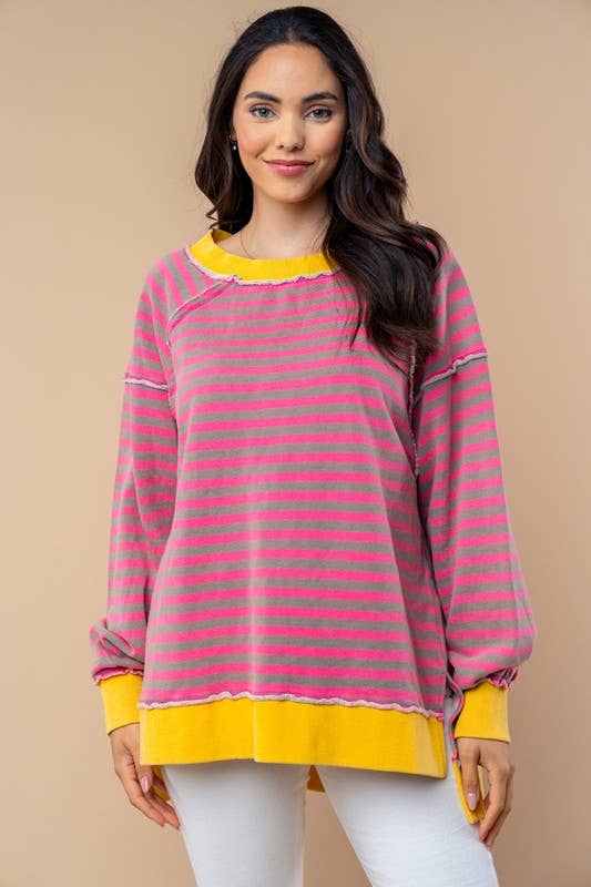 "Shari" Striped Knit Top