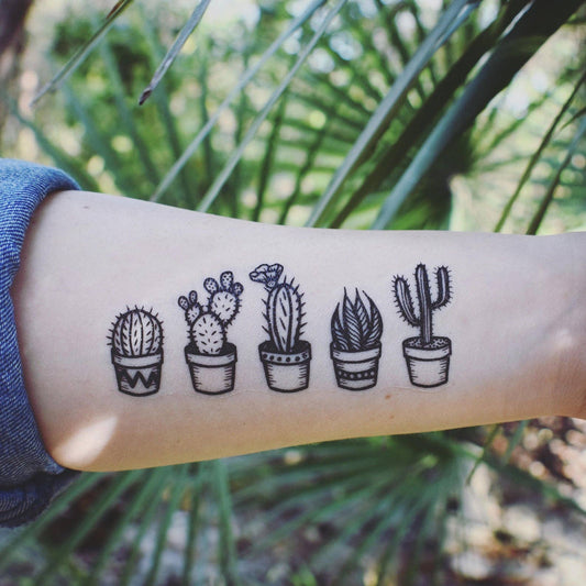 Potted Cactus Temporary Tattoo: 1-Pack
