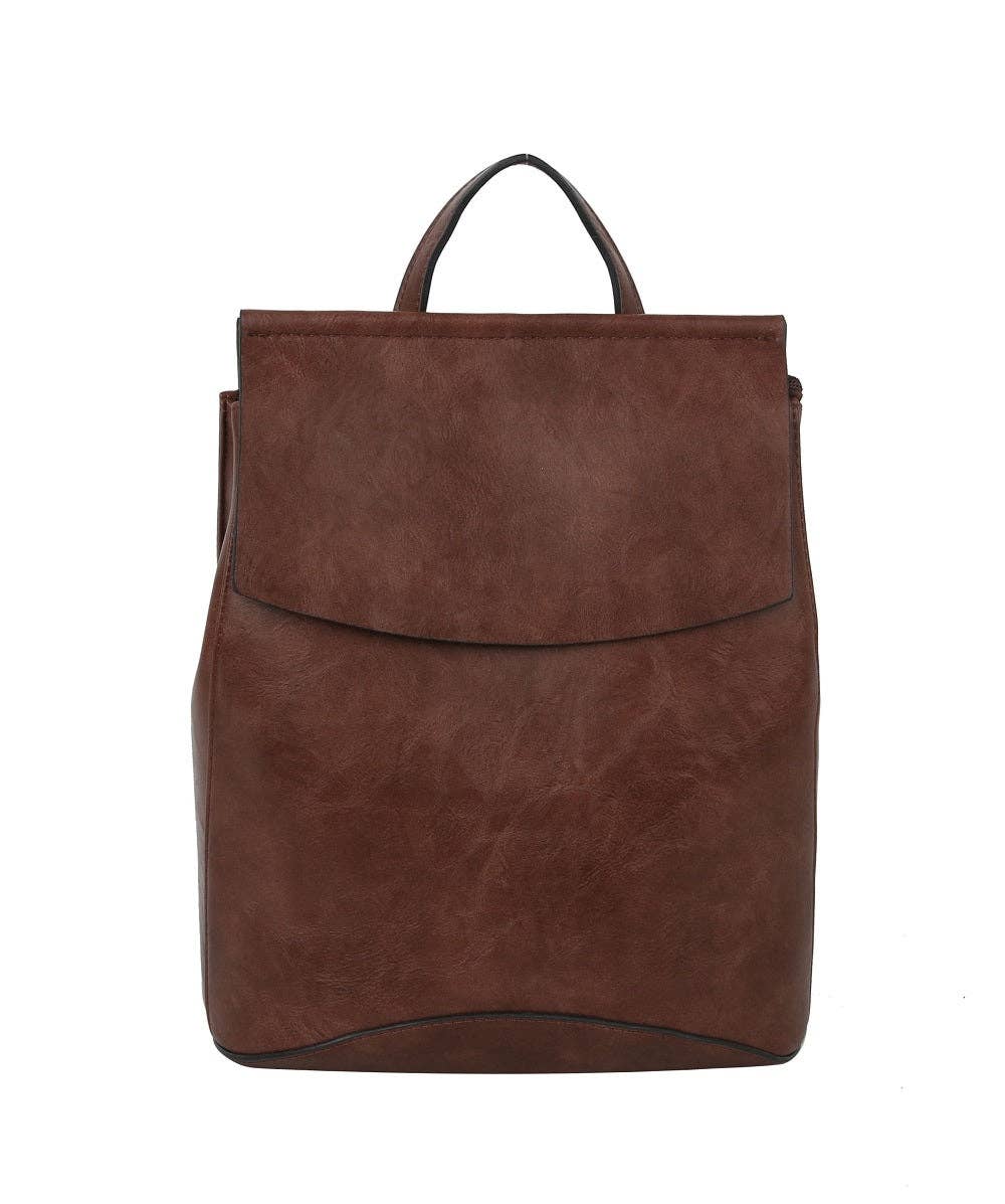 UNV0069 Flap Over Convertible Backpack: Brown
