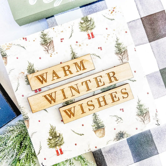 Christmas Mini Block Tiered Tray Signs: Warm Winter Wishes