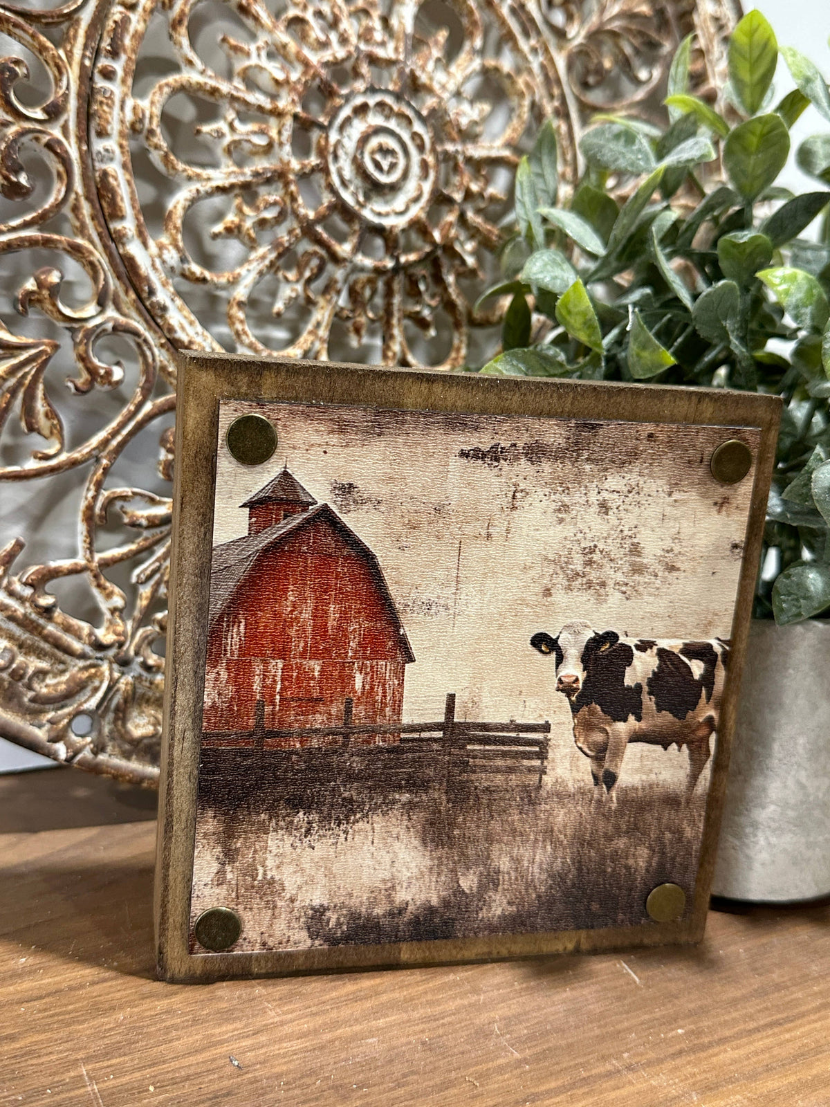 Tiered Tray block, farmhouse, cow, barn, farmhouse decor