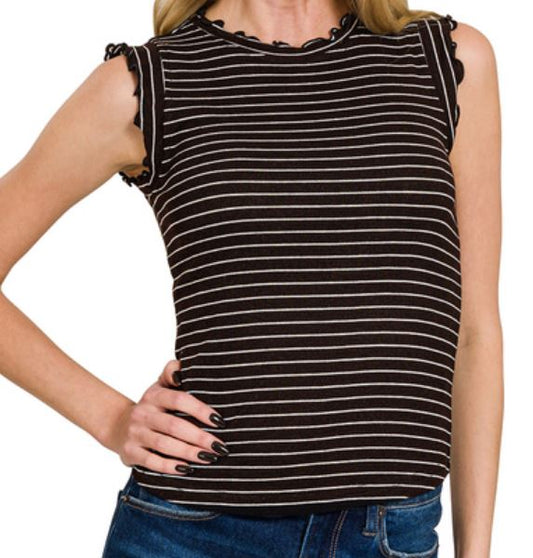 "Pearl" Ruffle Trim Top