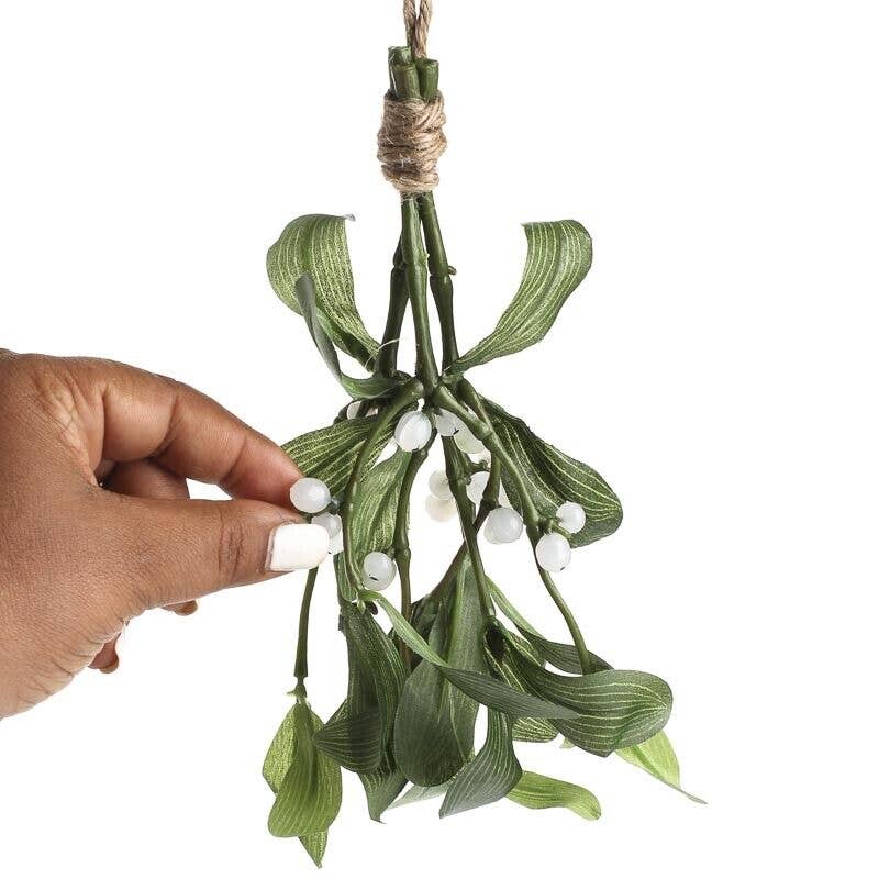 8" Hanging Artificial Mistletoe with Jute Hanger