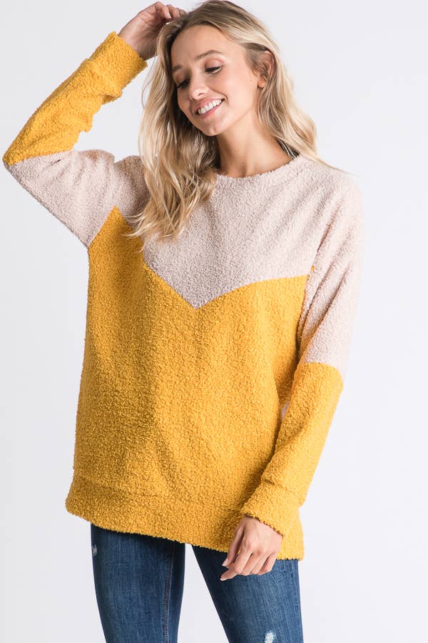Soft Cozy Textured Color Block Sweater