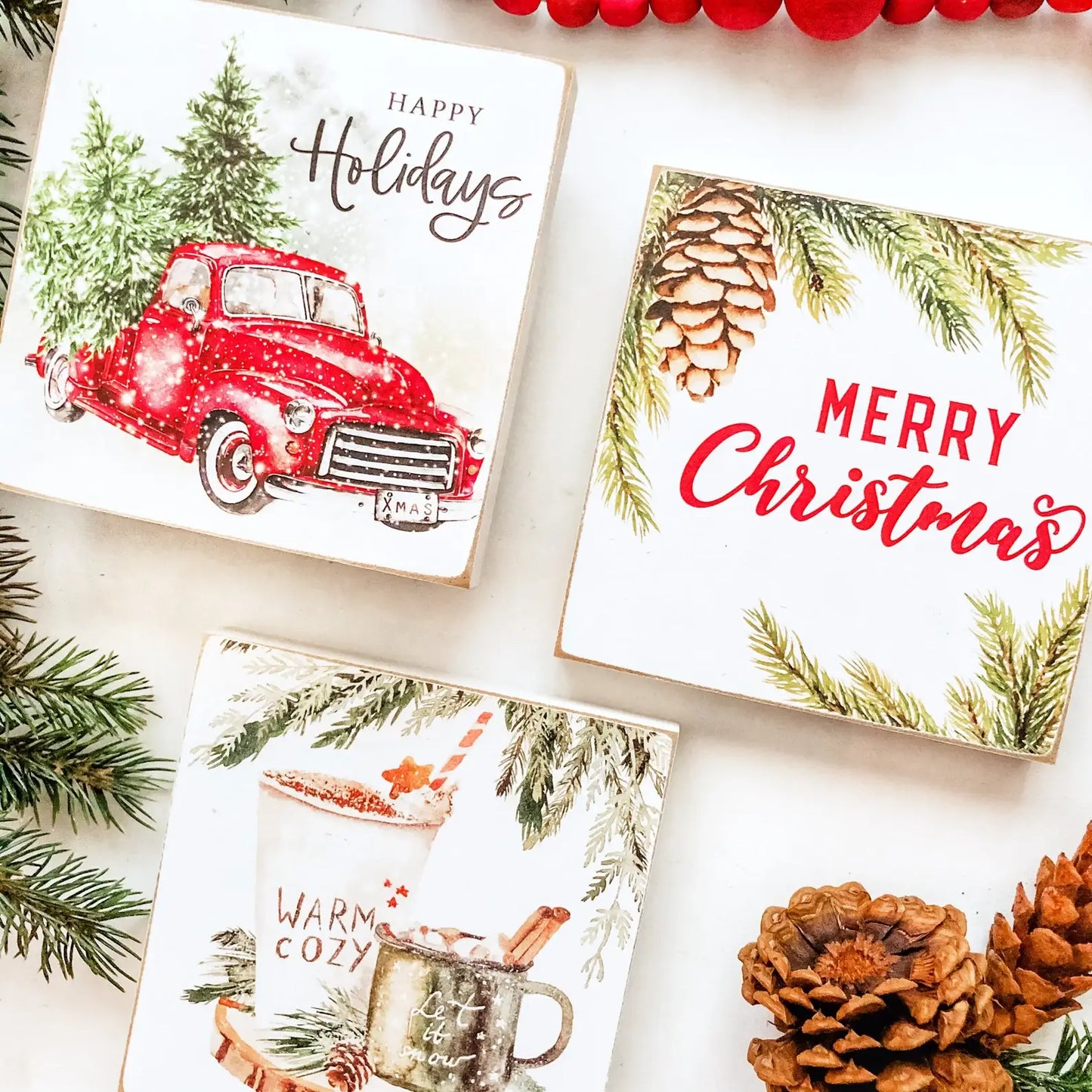 Christmas Mini Block Tiered Tray Signs: Merry Christmas