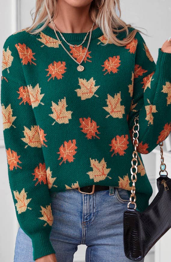 "Marie" All over Leaf Sweater