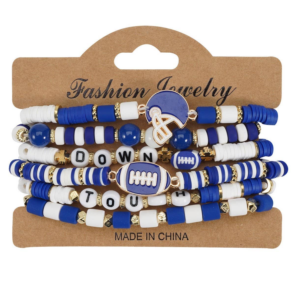 Football Game Day Beaded Elastic Bracelet: Purple
