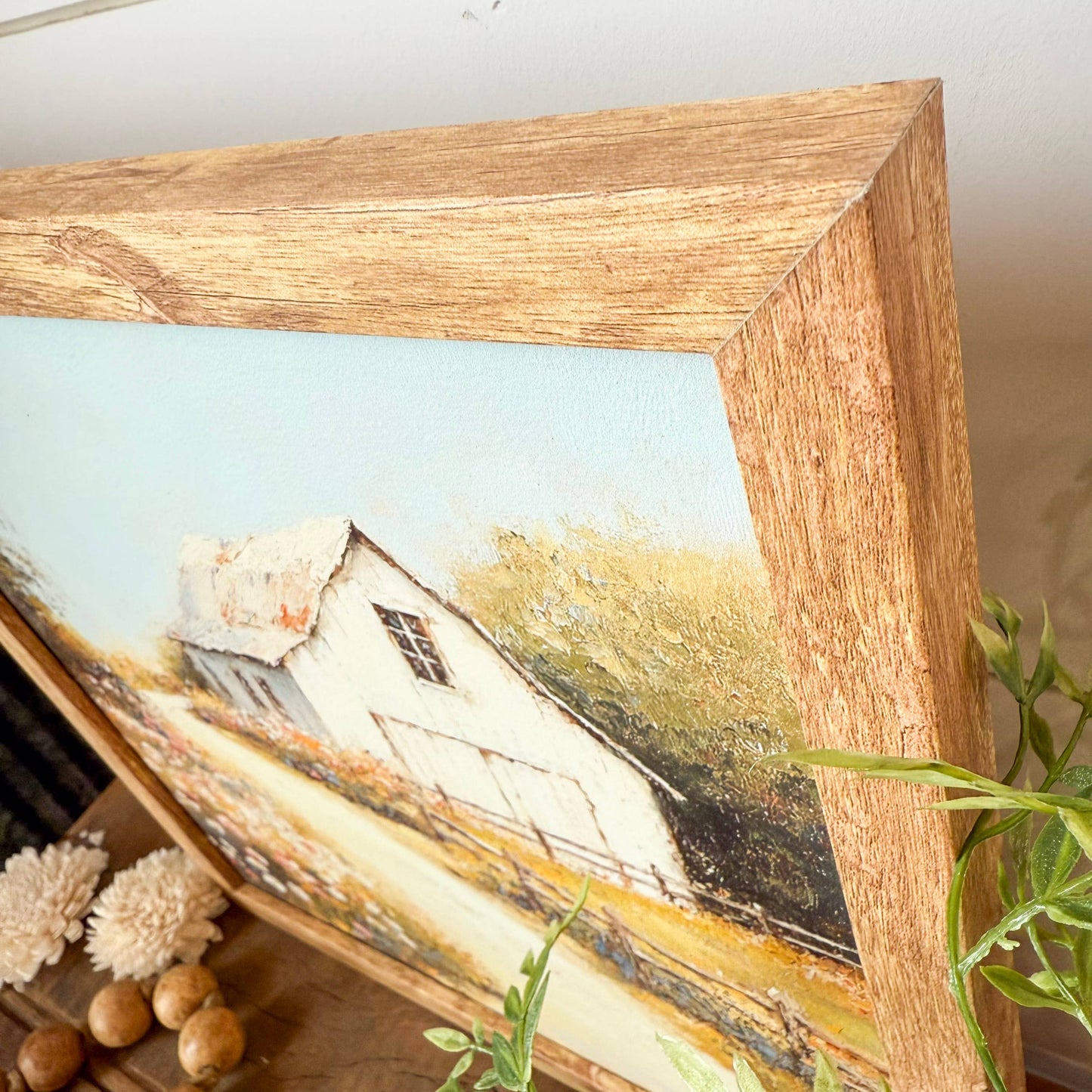 White Barn in Spring Wall Art Print: Light Frame / 10x10 Inches