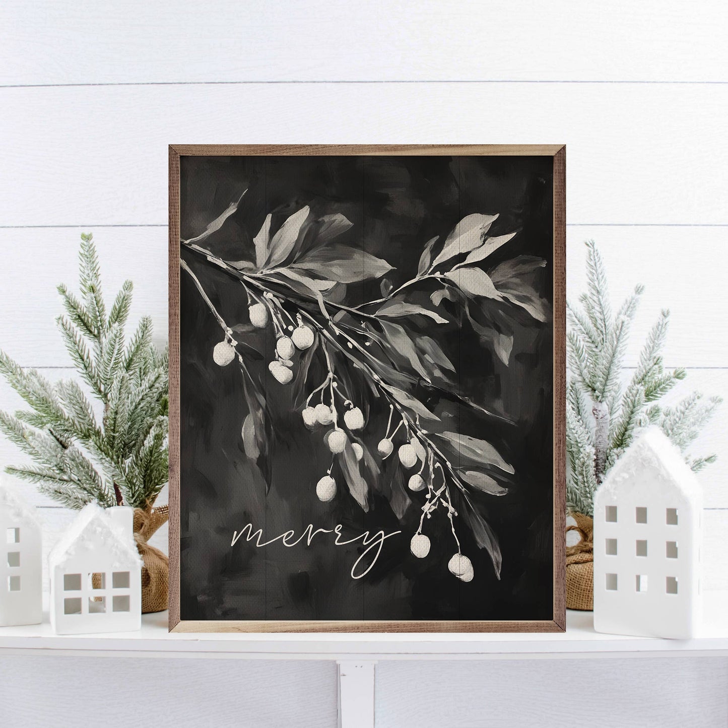 Merry Mistletoe BW: 16 x 20 x 1.5