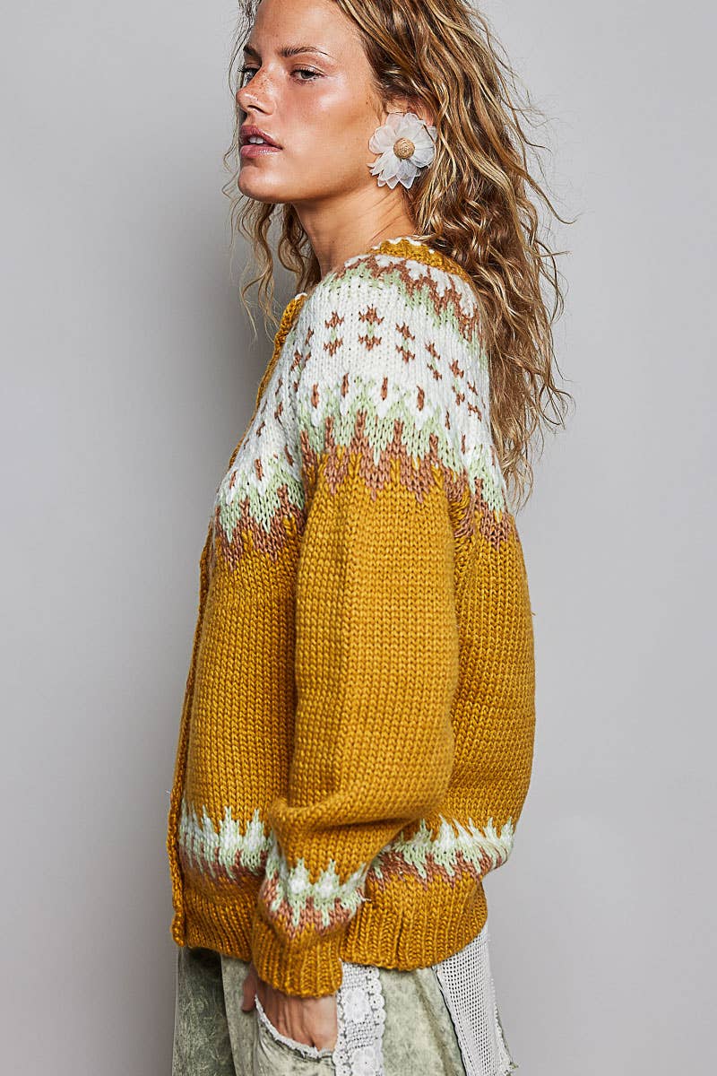 Knit Button Front Cardigan Sweater  HONEY / OS