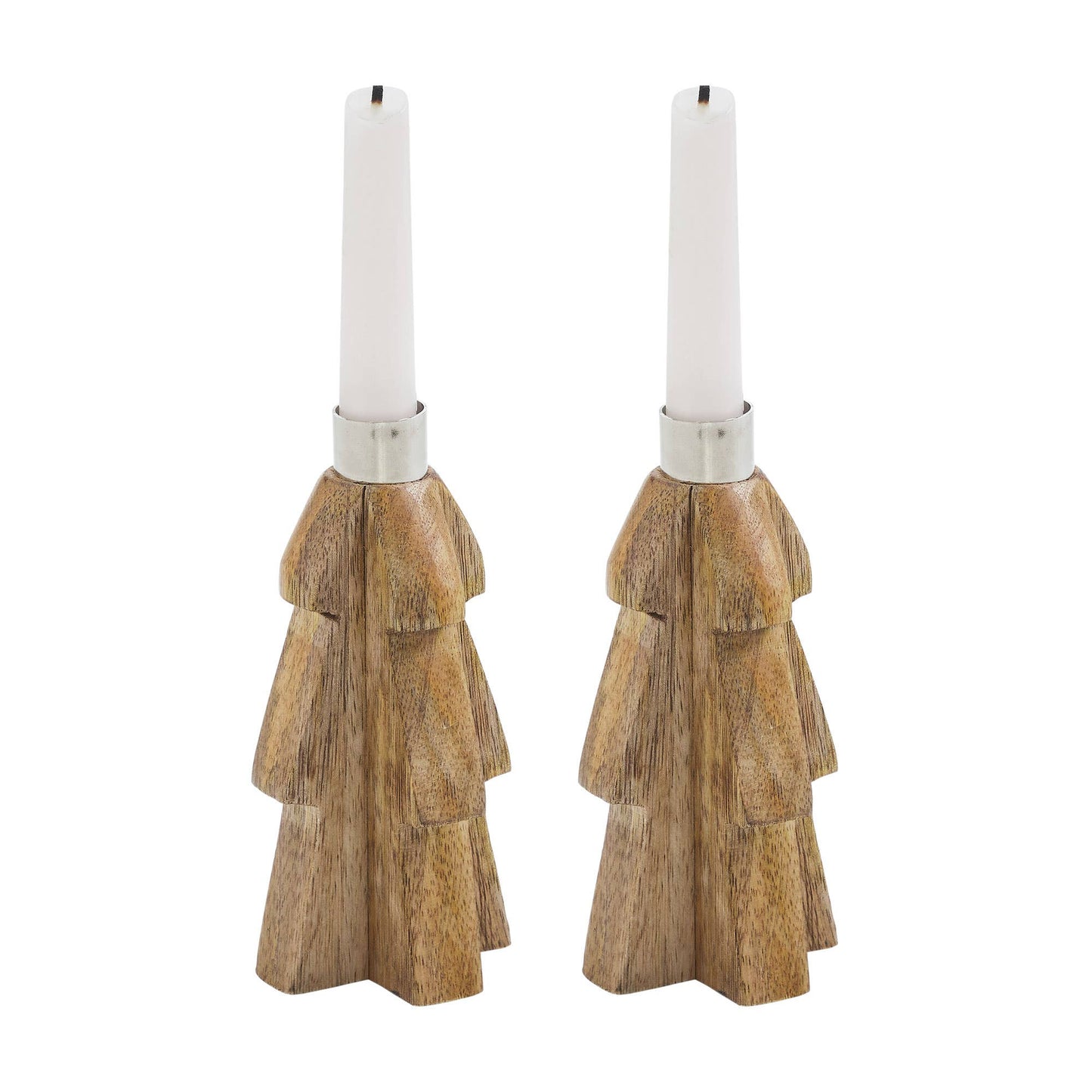 Tree Natural Wooden Taper Candle Holder 6x3x3