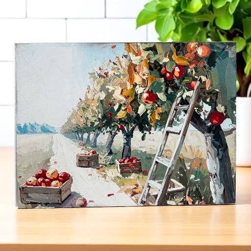 Apple Orchard Painting Wood Sign