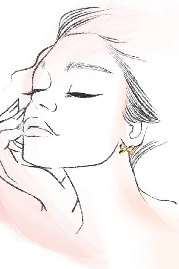 18K  BOW STUD EARRINGS