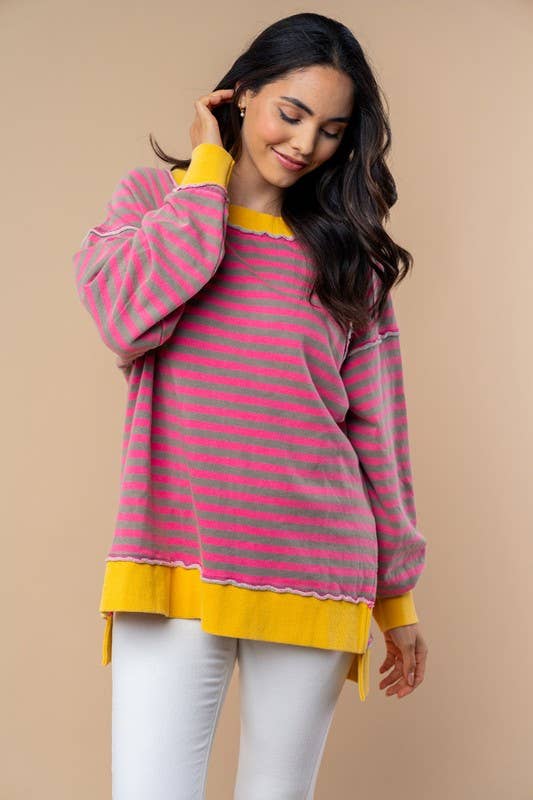 "Shari" Striped Knit Top