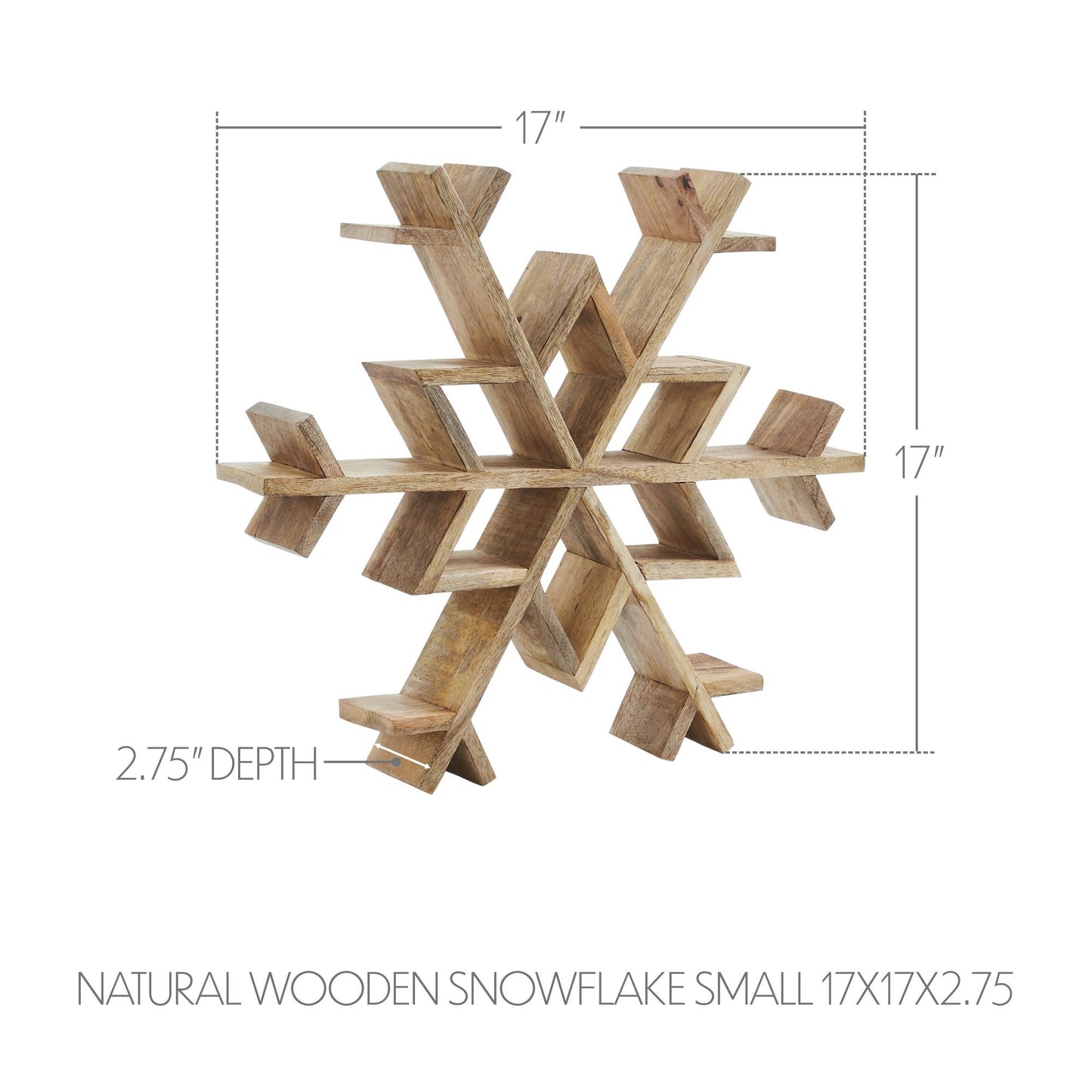 Natural Wooden Snowflake Small 17x17x2.75