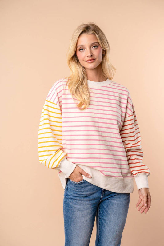 "Sunny" Striped Knit Pullover