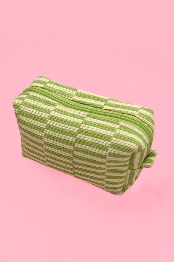 CHECKER COSMETIC MAKEUP POUCH BAG | 40P522: Black