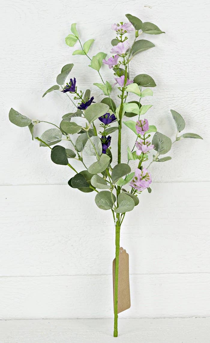 Mix Purple Flowers with Flocked Eucalyptus