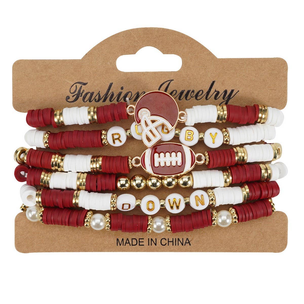 Football Game Day Beaded Elastic Bracelet: Purple