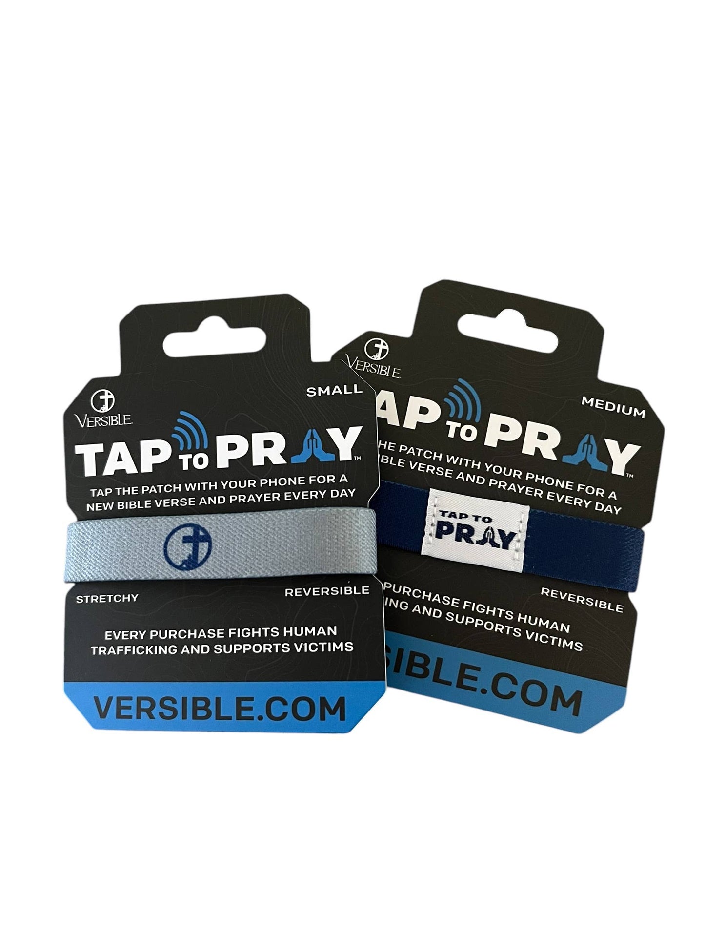 Tap To Pray™ Wristbands - Navy & Grey: Medium