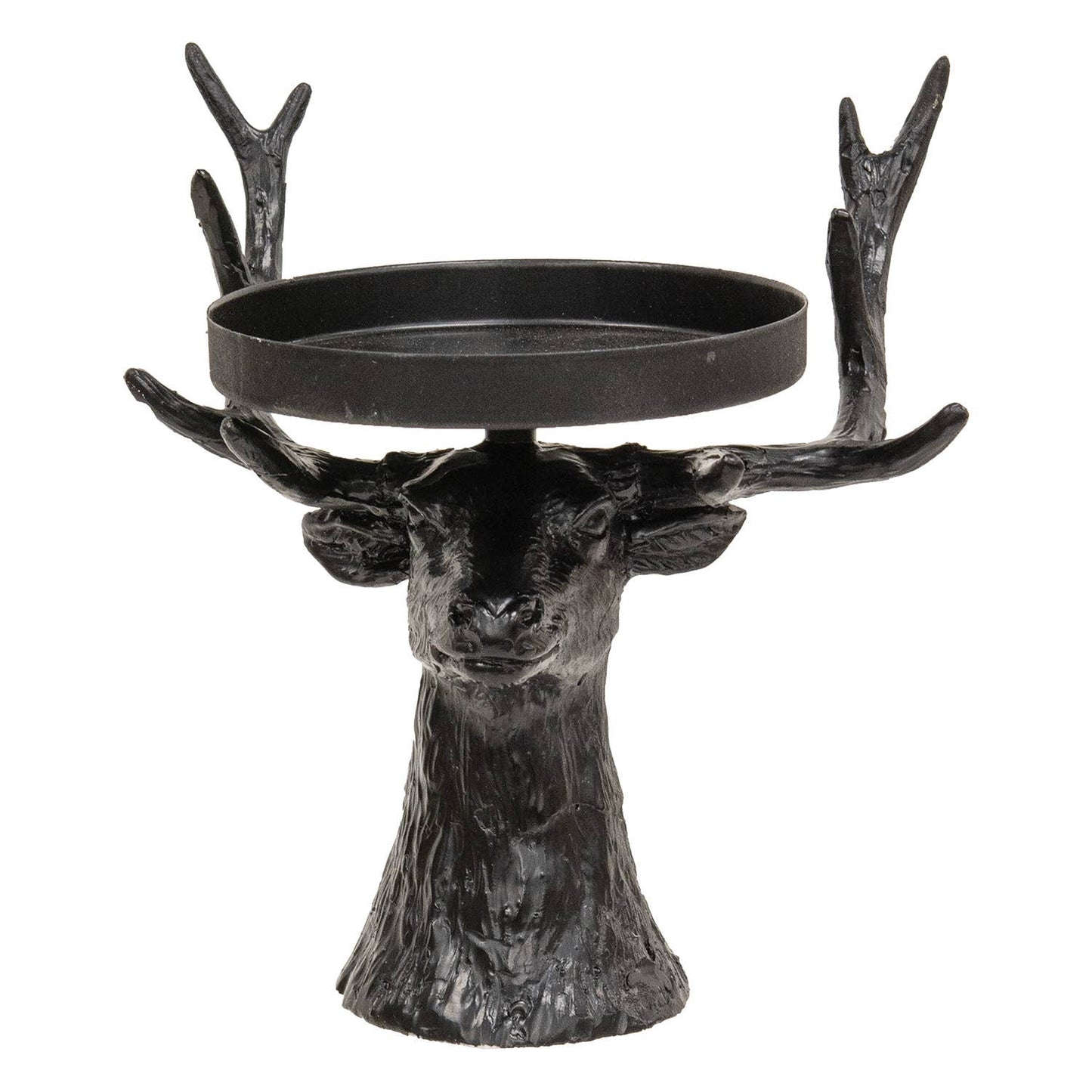 Black Metal Reindeer Pillar Candle Holder..