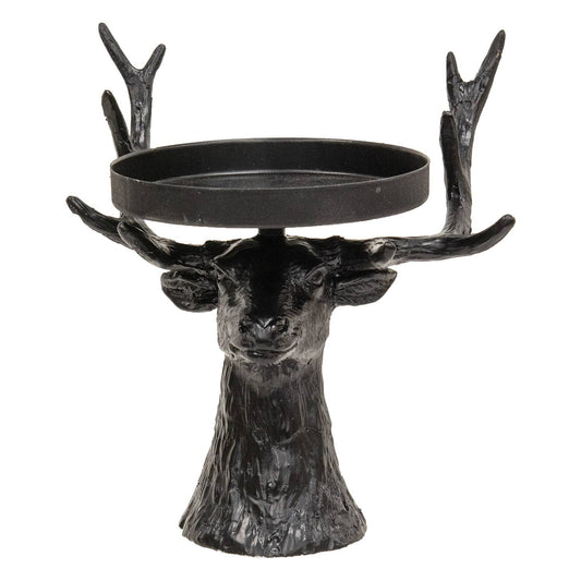 Black Metal Reindeer Pillar Candle Holder..