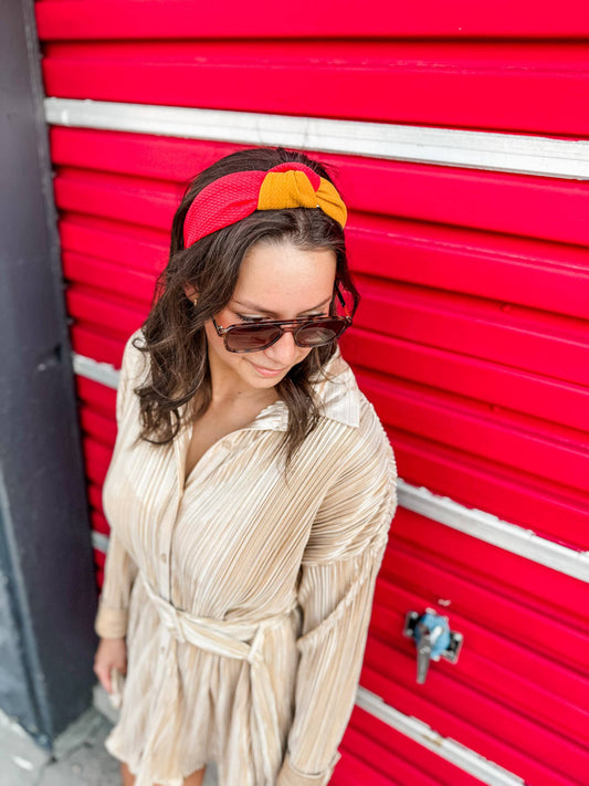 Two-Toned Scarlet/Gold Structured Headband