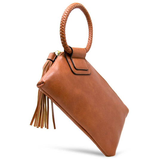 JYM0346 Soft Vegan Leather Wristlet/Clutch: Brown