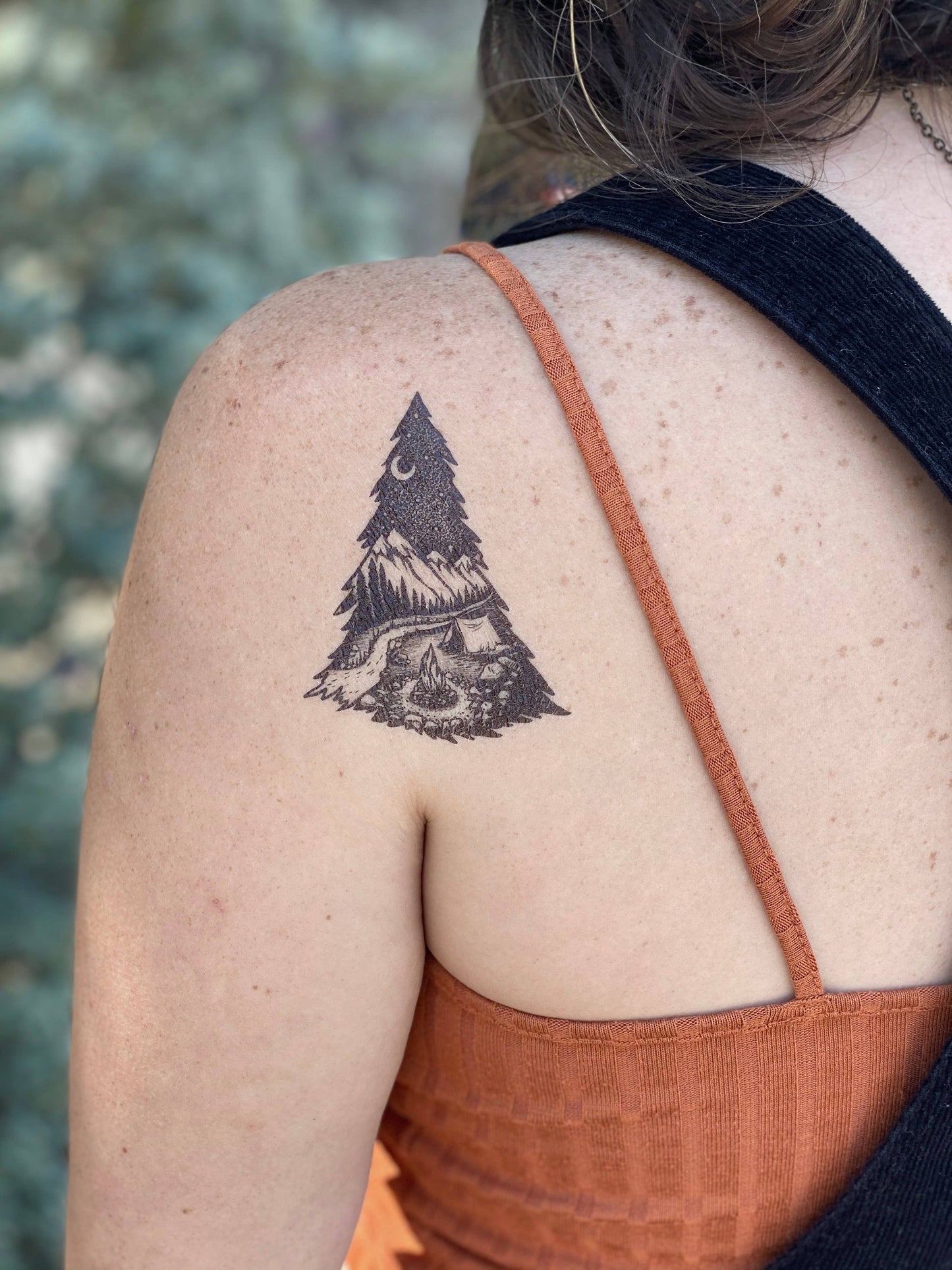 Mountain Camping Temporary Tattoo: 1-Pack