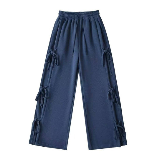 Side tie ribbon bows sweat pants