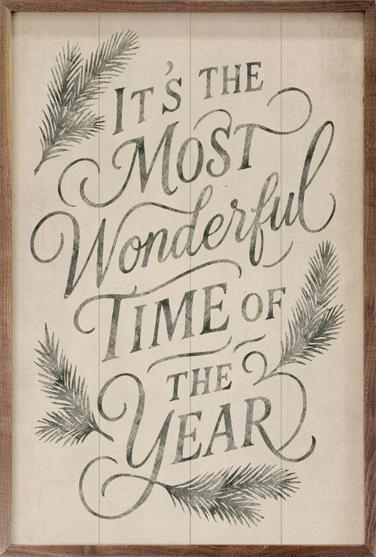It's The Most Wonderful Time Pine White: 16x24