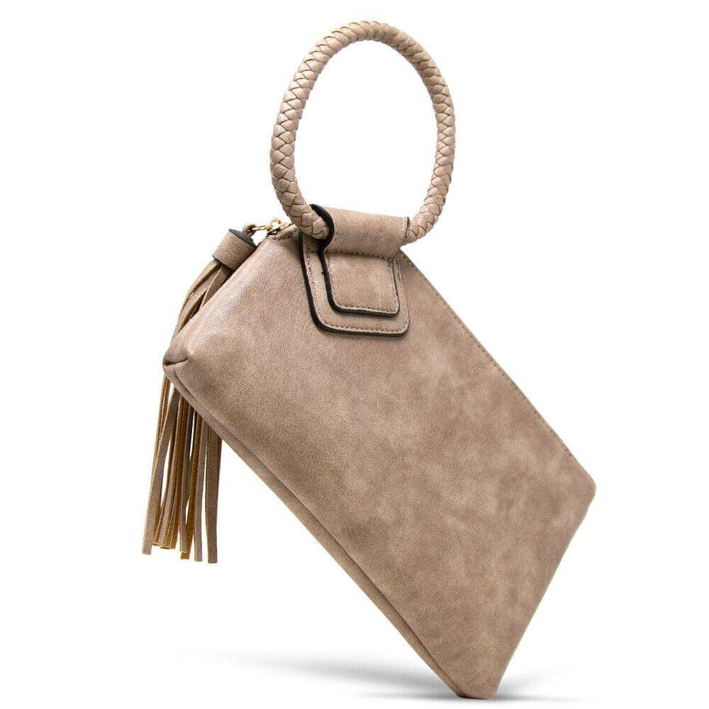 JYM0346 Soft Vegan Leather Wristlet/Clutch: Tan