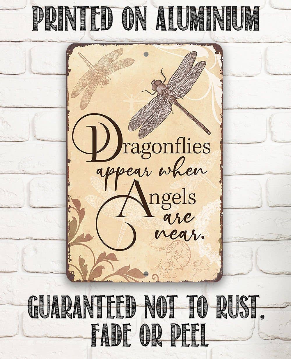 Rustic Metal Sign | Dragonflies Appear: 8 x 12