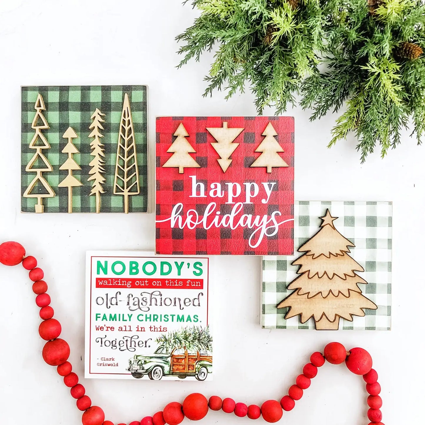 Christmas Mini Block Tiered Tray Signs - Laser Cut Design: Clark Griswold Quote