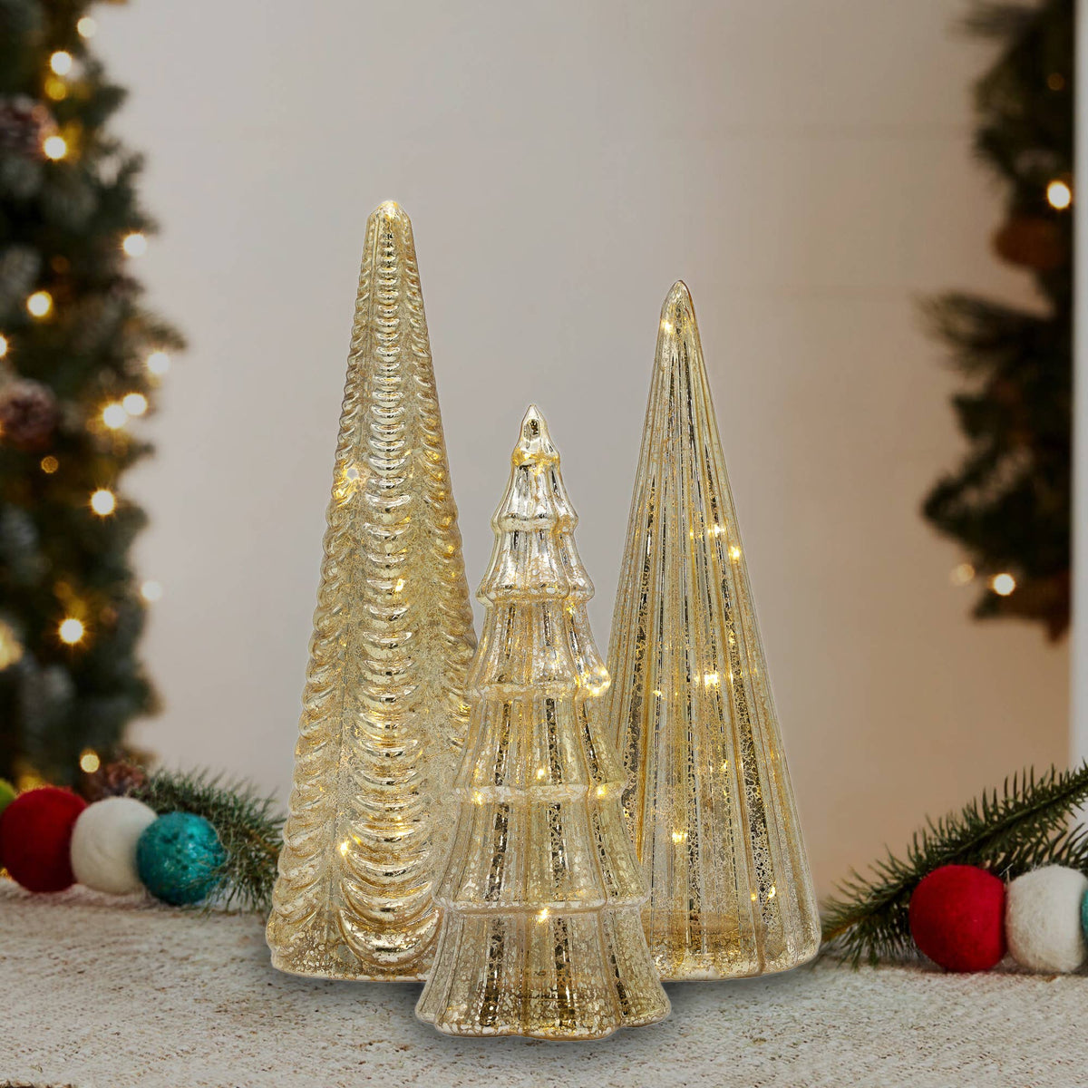 Battery-Operated Gold Mercury Tree