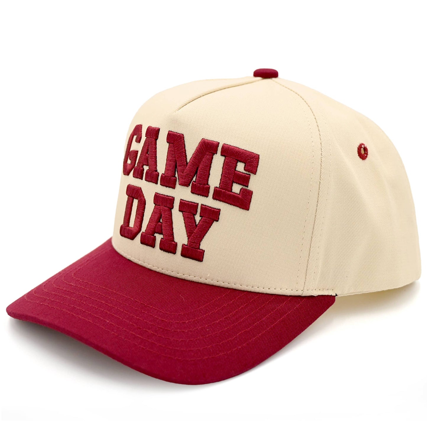 C.C GAME DAY Embroidered Cotton Baseball Cap: Red