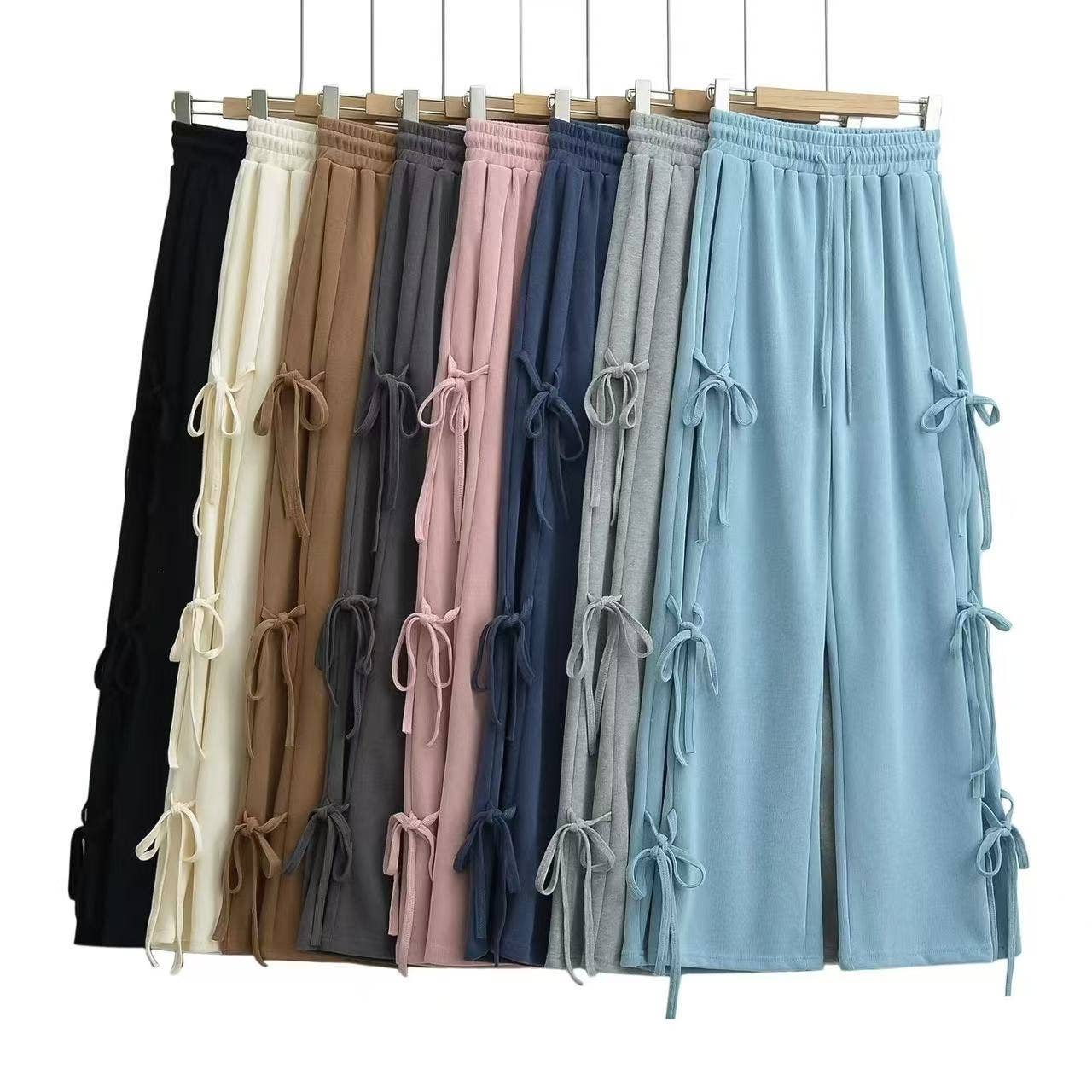 Side tie ribbon bows sweat pants