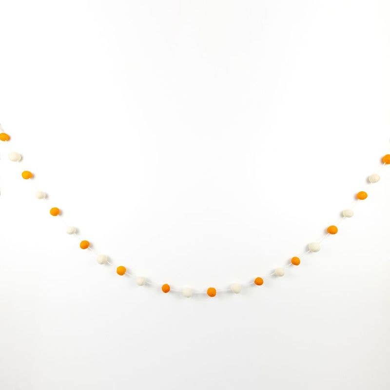 72" felt ball garland orange and cream