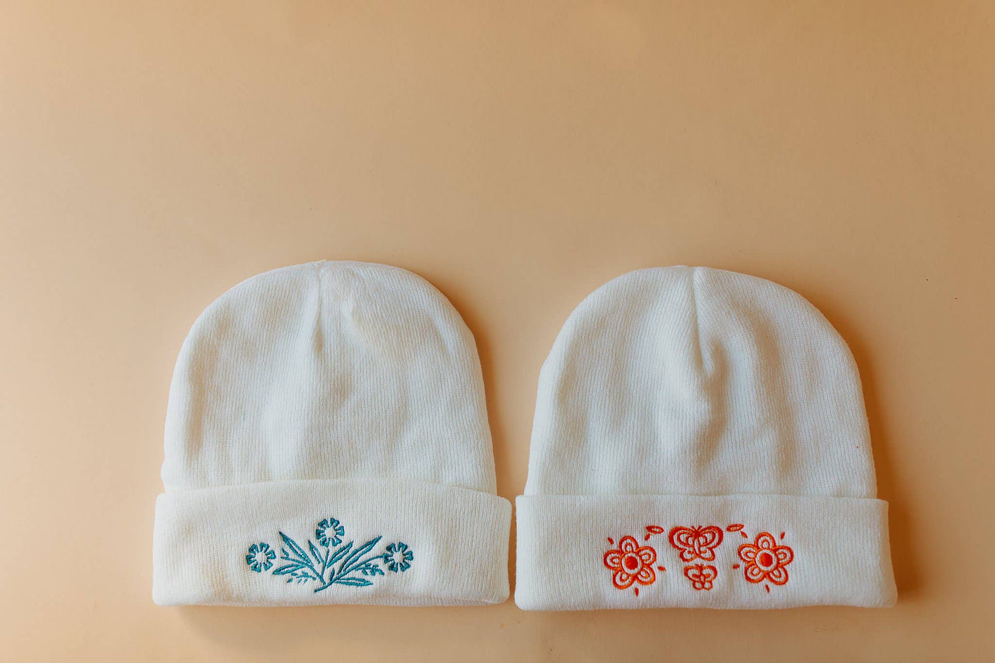Retro Butterfly Beanie White