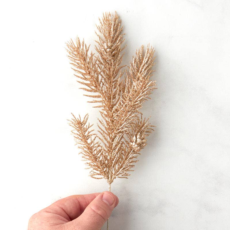 11-1/2"Gold Glittered Artificial Angel Pine Pick