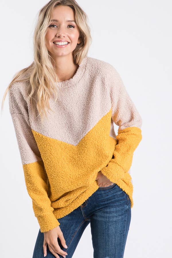 Soft Cozy Textured Color Block Sweater