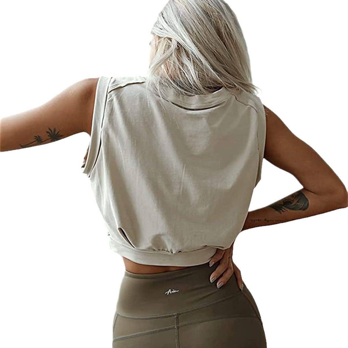 Solid Color Short Sleeveless T-Shirt