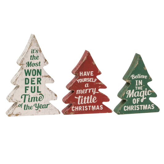 Most Wonderful Time of Year Distressed Wooden Trees