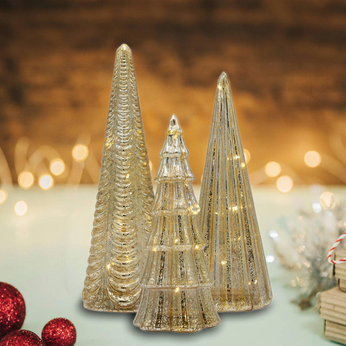 Battery-Operated Gold Mercury Tree