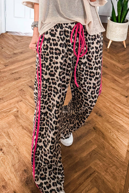 Tie Waist Leopard Print Casual Pants